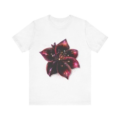 Glittery Red Flower T-Shirt, Christmas Floral Tee, Holiday Unisex Shirt