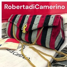 Borsa a tracolla Roberta di Camerino a righe velluto rosso donna USATA DAL...