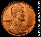 1945 Lincoln Wheat Cent - Red Choice Gem Brilliant Unc  No Reserve  #J9864
