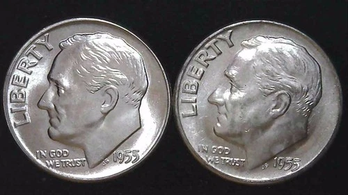 1955-P  D 10C Roosevelt Dime (2  Coins) BU 90% Silver 26ctt0223-8