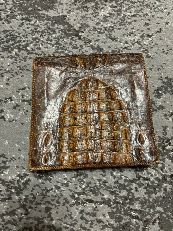 Bolso sin asas vintage de cocodrilo cocodrilo imitación cocodrilo años 40 cosido con látigo Foto 4 de 4