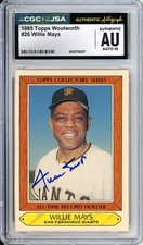 1985 Topps Woolworth #26 Willie Mays Signed Card - CGC-JSA AU/10