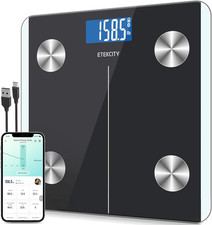 Etekcity Rechargeable Smart Scale for Body Weight, Digital Bathroom Black