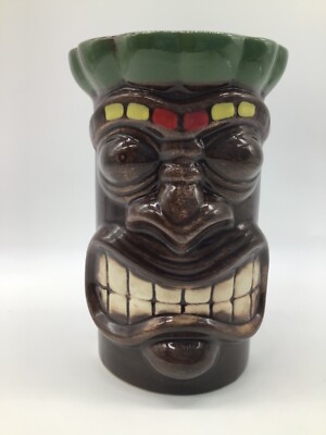 Tiki Mug Heavy Large Cocktail Tumbler/Vase Polynesian Hawaiian Over 6 Inches