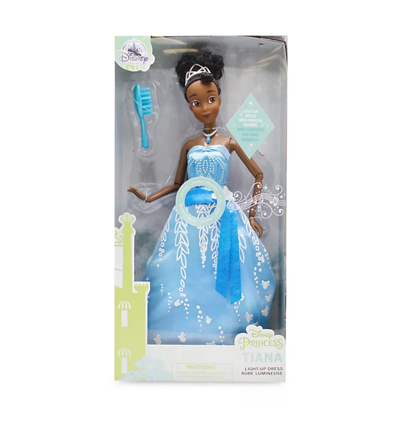 Disney Store Tiana Premium Doll with Light-Up Dress, New Disney