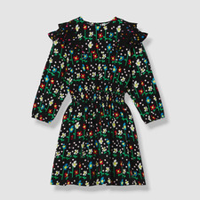 $205 Stella McCartney Kids Girl's Black Daisy Confetti Ruffle Dress Size 12Y