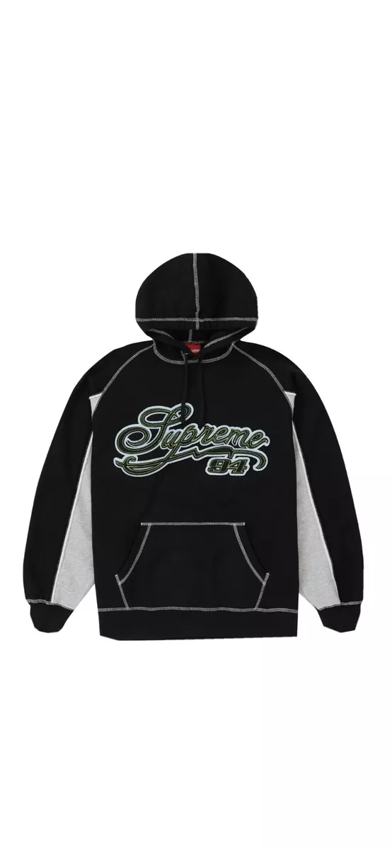 Brand New Supreme Paneled Script Hoodie Black LARGE