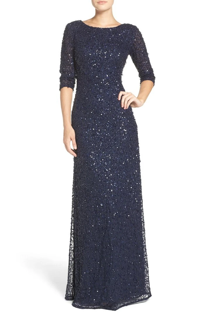 Adrianna papell navy clearance sequin gown