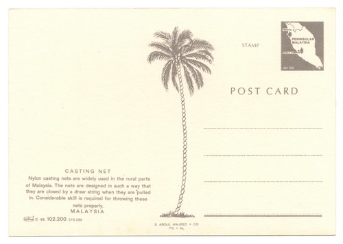 Malaysian Fishing Village Postcard Casting Net Scene Peninsular Malaysia - Picture 2 of 2