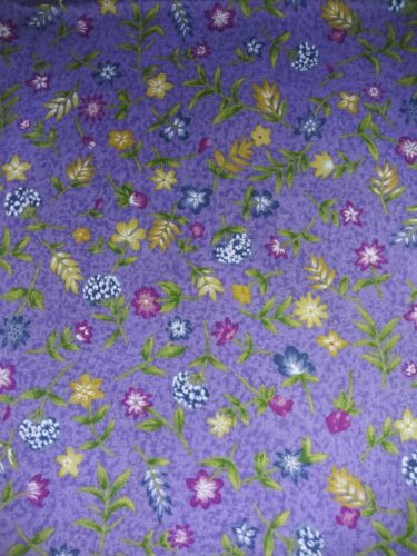 Blank Textiles Vtg 2000 Purple Floral Print Cotton Fabric 2 Yards X 42" Wide