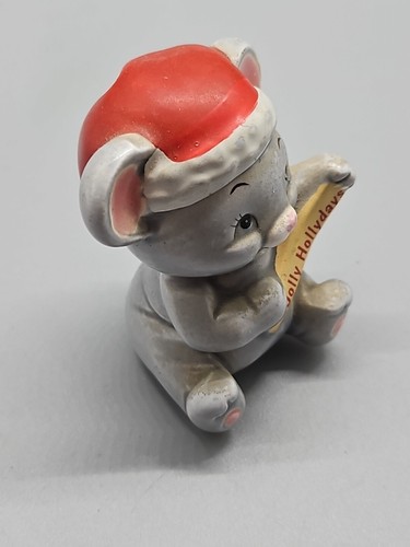 Vintage Russ Christmas Mouse 'Jolly Hollydays' Ceramic 2" x 2.75" - Picture 5 of 8