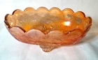 Vintage Jeannette Glass "Floragold-Louisa" Carnival Glass Oval 5.5" Footed Bowl