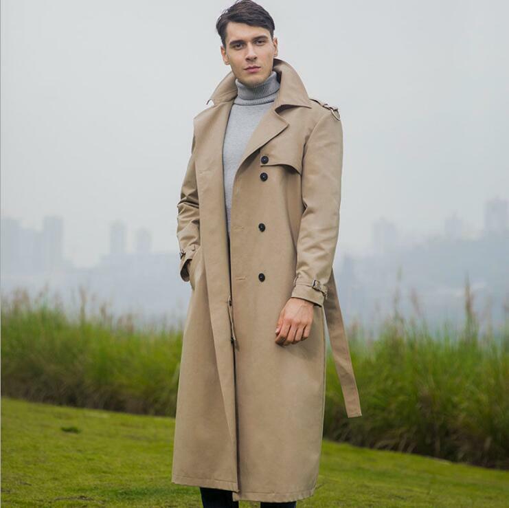 Double Breasted Mid Long Trench Coat Jacket Over Knee Length Double Breasted Mid Long Trench Coat Jacket Over Knee Length
