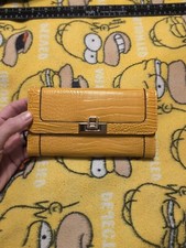 Unbranded Gold Faux Leather Croc Print Latch Wallet Checkbook Cover