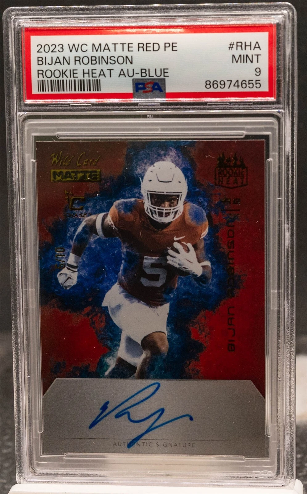 Bijan Robinson Wild Card Matte Red Premium Edition Rookie Heat Autographs #RHA Blue