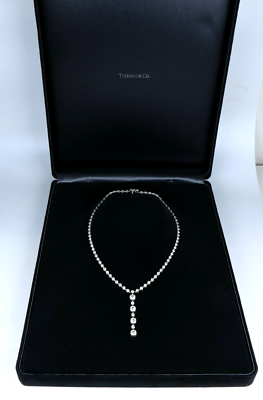 $98,500 Tiffany & Co T Drop Platinum 10.52ct Diamond Bezel Set