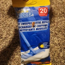 SCRUB BUDDIES Lemon Scent Wet Mop Sweeper Cloths Refills 20 Ct Pack 8" X 11.5"