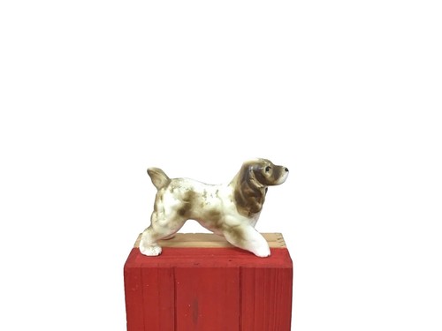 Vintage Springer Spaniel Puppy Dog Ceramic Miniature Dollhouse Decor