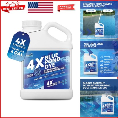 1 Gallon 4X Blue Pond Dye - Transform Water Naturally, Safe for Fish & Wildlife