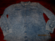 Levis Denim Shirt Men s XL Pearl Snap Light Wash Button Up Western Work Pockets