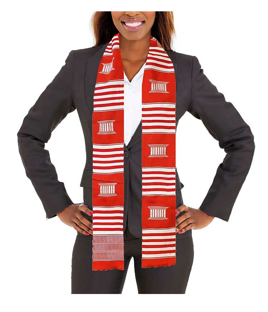 Red and White African Kente Cloth Stole/Sash. Graduation | eBay