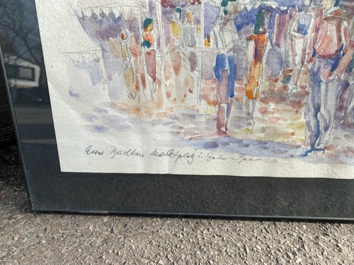 Old Badhaus Markthaus Baden Painting Signed Unreadable 1979 Rare - Picture 10 of 10