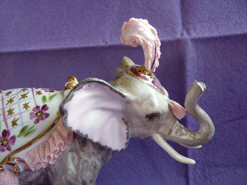 Rare Vintage Irish Dresden Elephant Circus Pink Volkstedt MZ 13.5cm Mum - Picture 14 of 16