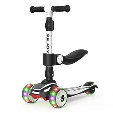 Adjustable Height Kick Scooter  3 Wheels LED Deluxe Glider Toddler Kids Gift