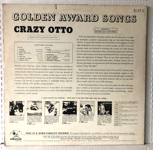Crazy Otto GOLDEN AWARD SONGS Original 1960 Decca Mono VG+/VG - Picture 5 of 5