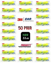 50 3M EAR Soft Noise Reduction 33db Foam Disposable Shooting Sleep Aid Ear Plugs