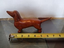 Hand Carved Teak Wood Dachshund Dog Figurine Sculpture Statue 7" Long
