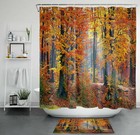 Autumn Maple Tree Natural Landscape Yellow Red Shower Curtain Set Bathroom Decor