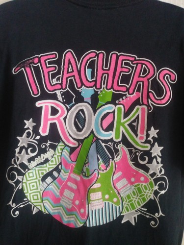 TEACHERS ROCK Back to School Music T-shirt Size L Cutie Girls Original FREE SHIP - Picture 6 of 8