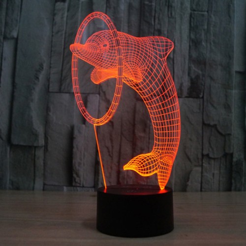 Jump Dolphin 3D LED Night Light 7 Colours Touching Switch Desk Lamp Kids Gift - Picture 7 of 8