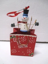 DANSK LET IT SNOW SNOWMAN IN GIFT BAG CHRISTMAS TREE ORNAMENT BIN CHR2