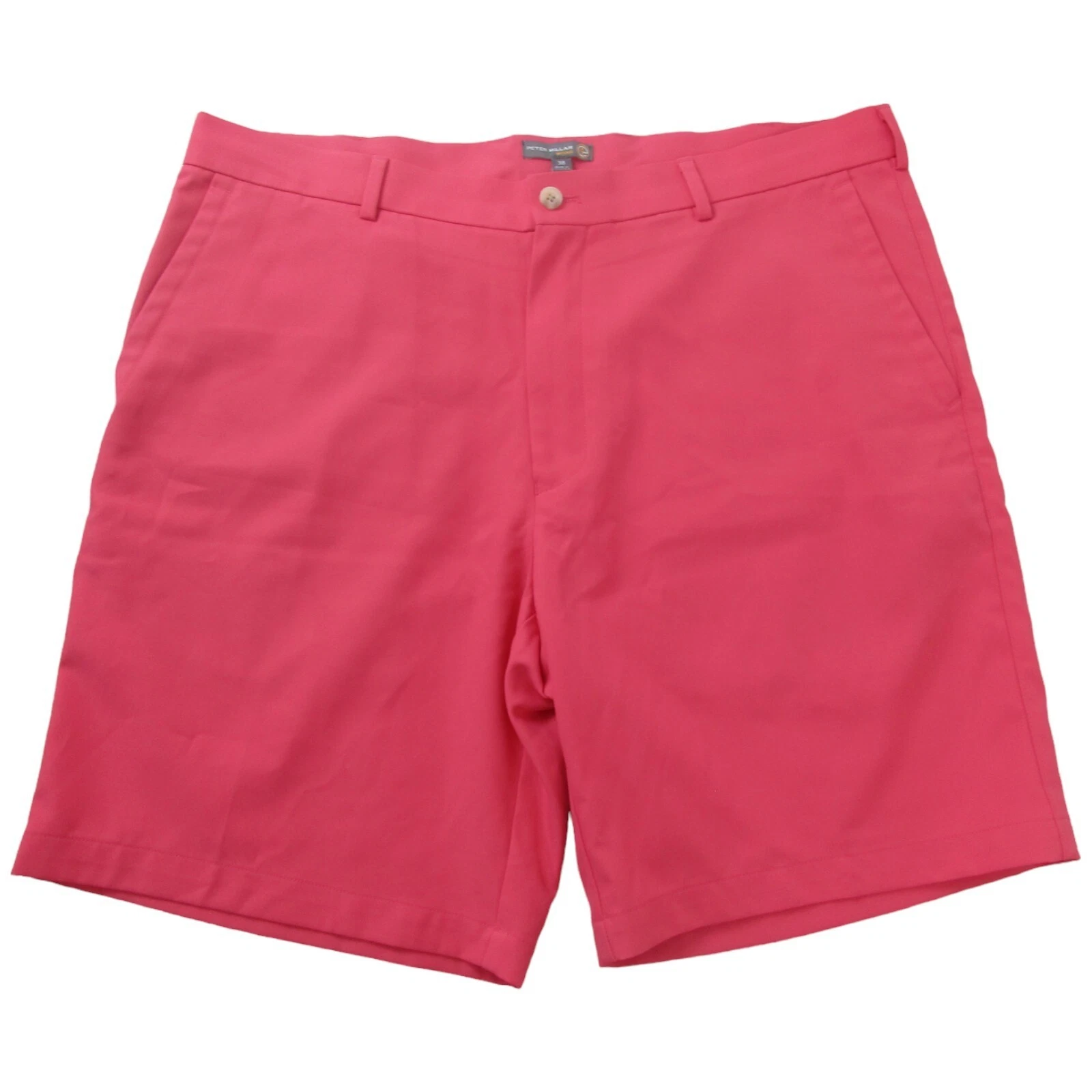 Peter Millar Chino Shorts Mens Size 38 Pink Polyester Stretch Flat Front Outdoor
