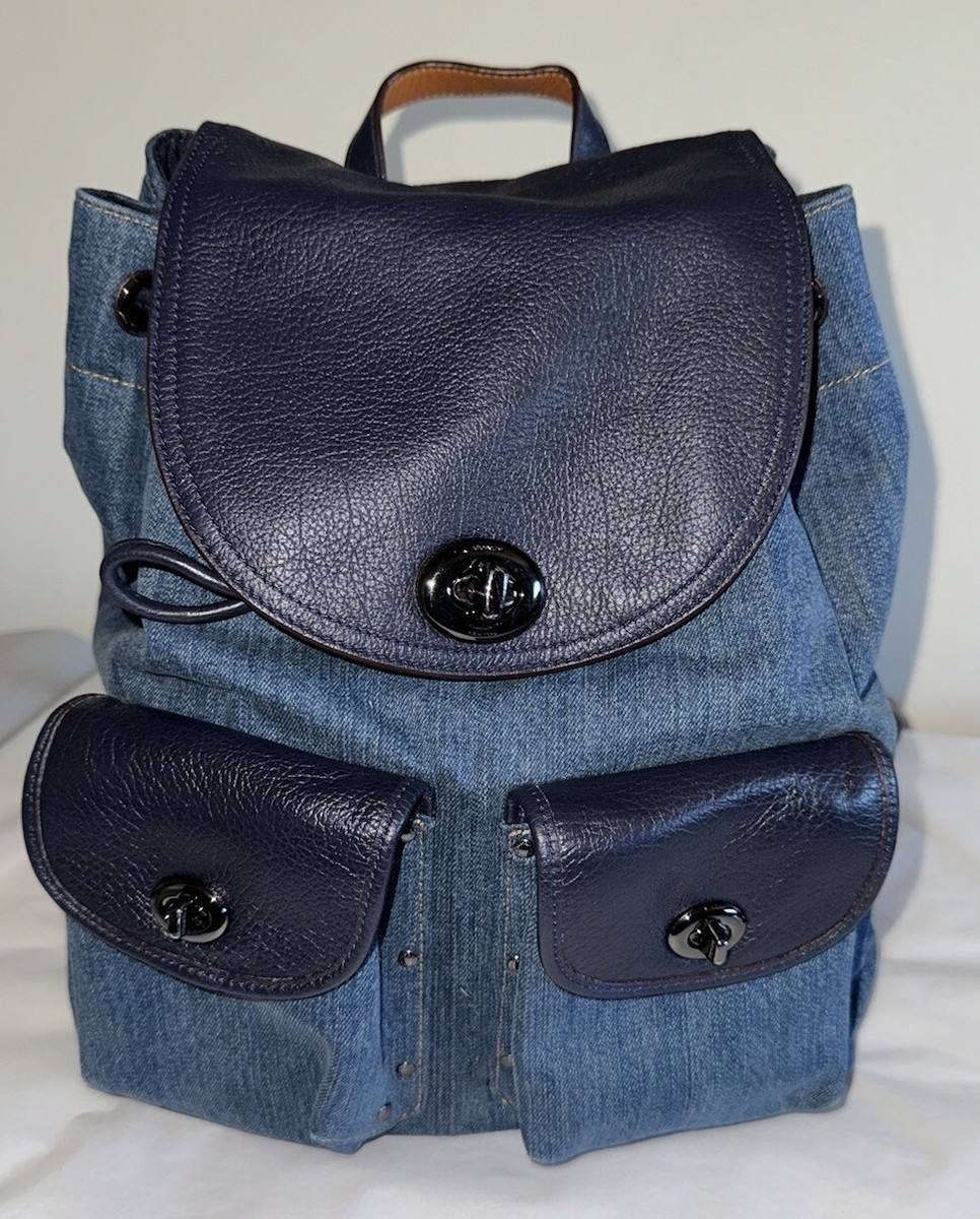 COACH No. 37975 Turnlock Rucksack in Colorblock Denim & Navy  display picture 1