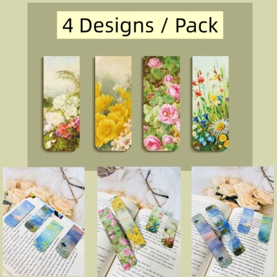 Set of 4 - Magnet Bookmarks Famous Paintings Reading Readers Gift For Book Lover