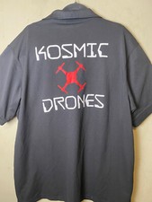 PlayeryTees Sport Kosmic Drones Double Sided Graphic Black Polo 2XL