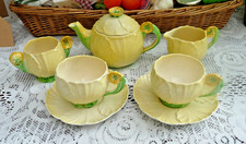 Vintage Carlton Relief Ware Australian Design yellow buttercup small tea set 40s
