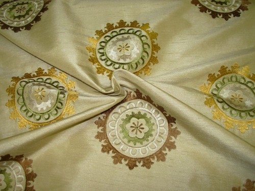3 YDS FAUX SILK SUZANI EMBROIDERED DRAPERY UPHOLSTERY FABRIC FOR LESS - 第 1/3 張圖片