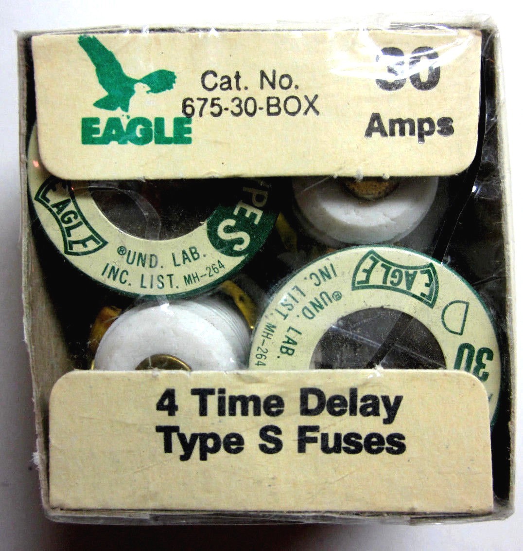 Lot De 4 Fusibles à Vis Type S - 30A - Petite Base - 110/125V - Eagle - Neuf Testé