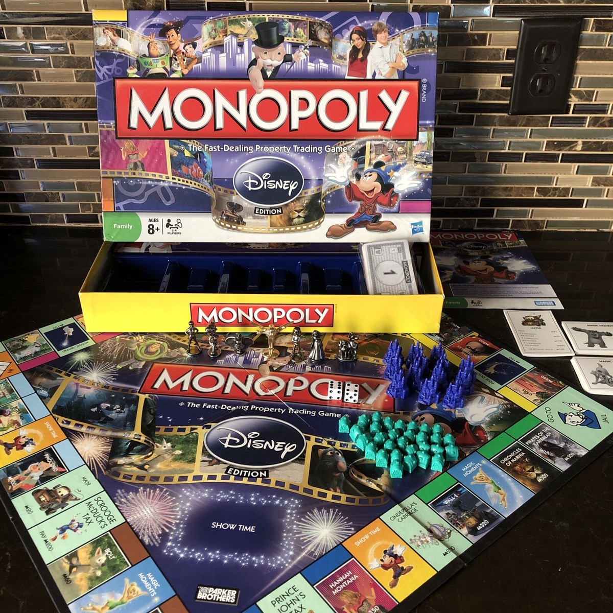 Monopoly Disney Edition Board Game 2009 - 100% COMPLETE Set Gold