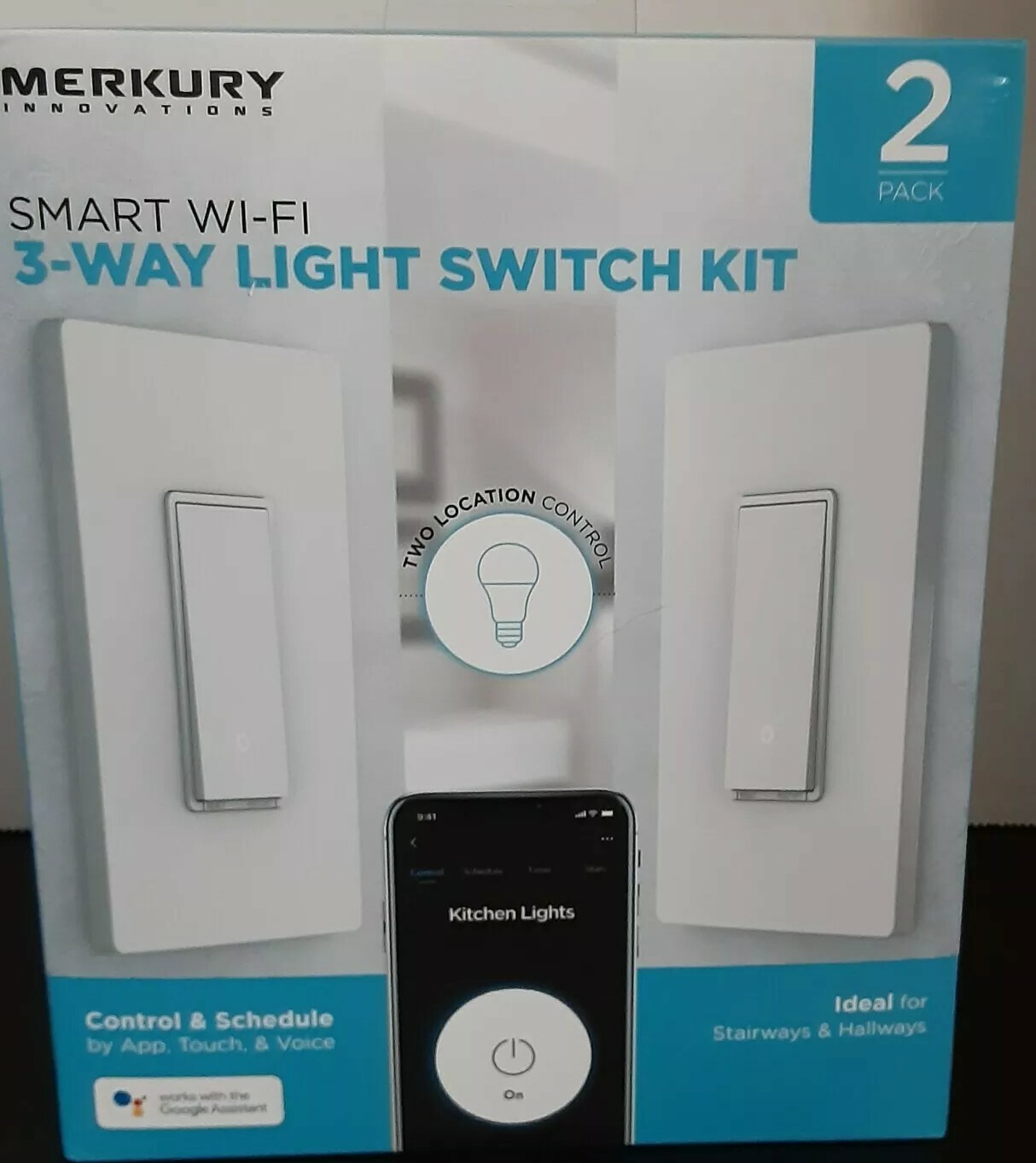 Merkury Innovations Smart WiFi 3-Way Light Switch Kit for Home Automation