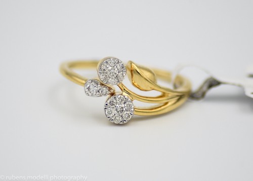 ANILLO ABIERTO Natural DIAMANTES 0,23 Quilates 14kt AMARILLO Oro Sólido Talla 7 INDIA AUTÉNTICO - Imagen 3 de 11