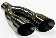 Exhaust Tip 3.00  Inlet 4.00  Outlet 16.00  long Dual Slant Angle Black Chrome P