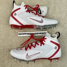 [US 9.5] NIKE HUARACHE 8 ELITE OHIO STATE Lacrosse Football Cleats White Red