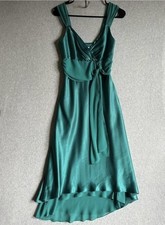 David's Bridal Dress Womens Size 2 Teal Green Satin High Low Formal Gown USA