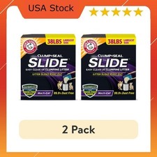 2 pack ARM  HAMMER Clump  Seal SLIDE Cat Litter, Easy Clean-up Multi-Cat