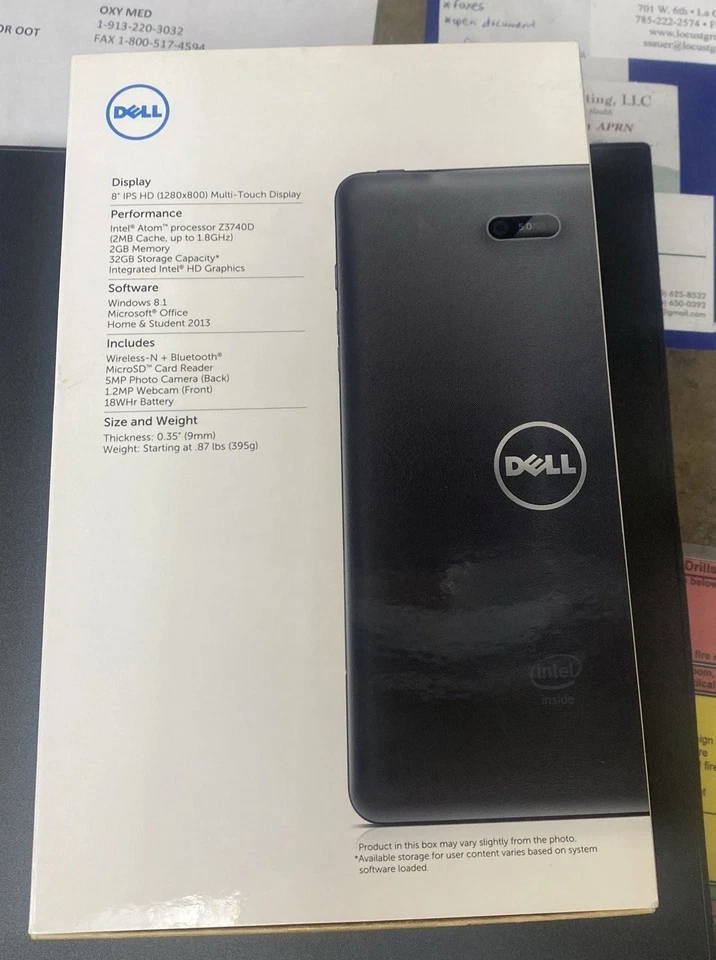 Dell Venue 8 Pro 32 GB, Wi-Fi - negro, sellado de fábrica Foto 3 de 4